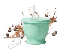 Genérico Portable Silicone Folding Cup With Straw And Wrist Strap, 150ml, 9x9x7cm - Travel Mug For Coffee Juice Cold Drinks Outdoor Camping