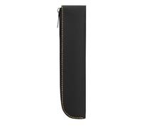 Genérico Portable Slim Pencil Case Pouch, Zipper PU Leather Stationery Organizer, Large Capacity School Supplies, Compact Lightweight, Students Workers, Black, Ideal for School