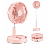 Genérico Portable Standing Fans, Foldout 2-in-1 Portable Tabletop & Floor Fan, 8 Inch Foldable Telescopic Pedestal Fans with 7200mAh USB Rechargeable Battery, 4 Speeds & 180° Tilt (Pink)