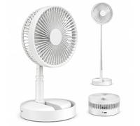 Genérico Portable Standing Fans, Foldout 2-in-1 Portable Tabletop & Floor Fan, 8 Inch Foldable Telescopic Pedestal Fans with 7200mAh USB Rechargeable Battery, 4 Speeds & 180° Tilt (White)
