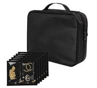 Genérico Portable Storage Binder, Folding Jewelry, 9.8 Inches Accessory Book with Transparent Slots, Pvc Clear Holder, Compact Travel Wallet with Zippered Closure, Earring Organizer for Suitcase