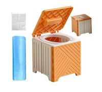 Genérico Portable Toilet for Adults - 9.06x9.06x8.66 Inches Foldable Camping Potty Toilet | Foldable Non-Slip Training Potty with PVC Cushion and Bags for Men Women Patients Hiking Hospital