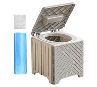 Genérico Portable Toilet for Adults - 9.06x9.06x8.66 Inches Foldable Camping Potty Toilet | Foldable Non-Slip Training Potty with PVC Cushion and Bags for Men Women Patients Hiking Hospital