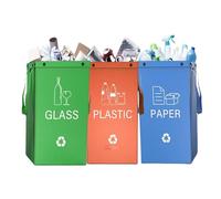 Genérico Portable Trash Can, Reusable Garbage Bin, Compact Waste Container, 3 Piece 40mL Set, 19.7 Inches, Space Saving Design, Ideal for Bathroom, Dorm, Closet, Pantry, Under Cabinet, Apartment
