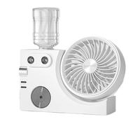Genérico Portable USB Rechargeable Misting Table Fan - 2-in-1 Mini Desktop Cooling Fan With Humidifier Mist | Ultra-Quiet Air Circulator For Personal Space | 3-Speed Cordless Water
