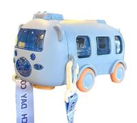 Genérico Portable Water Cup in Bus Shape with Strap, Shoulder Strap Cute Bus, 360° Leak-Proof Portable Water Bottle with Straw, 17oz/ 500ml Leak-Proof Drinking Bottle, Train Design (blue)