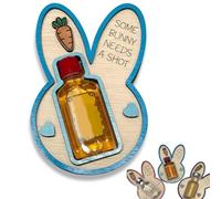 genérico Portabotellas de Licor de Conejito de Pascua: ¡algún Conejito Necesita una inyección! Mini portabotellas de Vino con Forma de Conejo de Madera, Regalo Sorpresa de Cesta de Pascua (Blue)