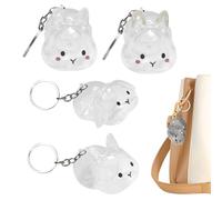 Genérico Portachaves para Pelo De Gato - Juego de 4 Almacenamiento de Pelo de Gato - Recipiente Almacenamiento Transparente Forma Conejito Regalo Cumpleaños Familiares Amigos Viaje Uso Diario