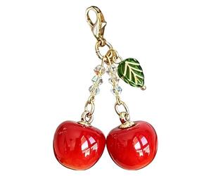 Genérico Portachiavi Ciliegia | Adorabile Gioiello Ornamento A Forma Di Frutta,Ciondolo Ciliegia,Per Donne, Signore E Ragazze, Automobile, Telefono, Decorazione, Viaggio, Zaino E Pochette