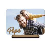 Genérico Portafotos Personalizado con Foto para Papá, Palabra Papá en Madera, Marco de Fotos con Soporte, Regalo Día del Padre (20cm largo x 15cm alto)