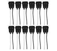 Genérico Portalámparas Pack de 12 Piezas E27 Resistente al Agua Negro con Cable Flexible y Base Metálica Duradero y Seguro para Baños y Cocinas