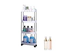 Generico Portaoggetti - Estante multiplano con ruedas, 61 x 38 cm, organizador para pañales, portaobjetos para cocina, baño, dormitorio, estructura de metal resistente, versátil con gel Doc