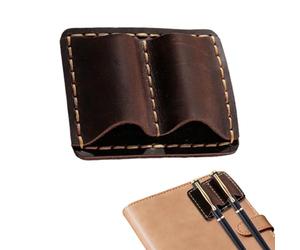 Genérico Portaplumas de Cuero - Resistente al Desgaste y Portátil,Práctico Portalápices de Doble Orificio | para Laboratorio, Colegio, Farmacia, Viajes al Aire Libre,