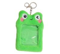 Genérico Portatarjetas de Identificación de Felpa Diseño de Rana Verde Funda Transparente Visible de 3 Pulgadas para Tarjeta de Autobús Tarjeta de Estudiante de Comida Organizador Duradero