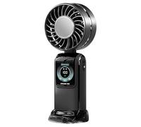 Genérico portátil Handheld Fan - Small plegable digital Display Hand Fan, batería larga | Life High-Power Motor recargable para el cuello de los viajes Personal Mini Cooling Mist USB Quiet