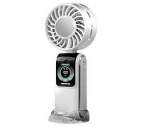 Genérico portátil Handheld Fan - Small plegable digital Display Hand Fan, batería larga | Life High-Power Motor recargable para el cuello de los viajes Personal Mini Cooling Mist USB Quiet
