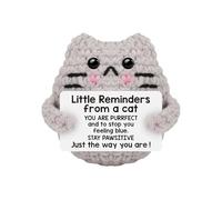 Genérico Positive Cat Crochet, Handmade Knitted Cat with Message, Funny Little Reminders, Easter Basket Stuffers, Cheerful Gift for Kids, Teens, Adults