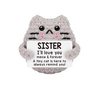 Genérico Positive Cat Crochet, Handmade Knitted Cat with Message, Funny Little Reminders, Easter Basket Stuffers, Cheerful Gift for Kids, Teens, Adults