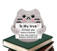 Genérico Positive Cat Crochet, Handmade Knitted Kitten, Little Reminders Toy, Funny Crochet Easter Basket Stuffers for Holidays and Special Occasions, Polyester, 2.76x2.36x1.97 Inches