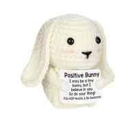 Genérico Positive Crochet Animals Bunny - 2.76 Inches Handmade Wool Plush | White Rabbit Stuffed Animal - Durable Travel Friendly Toy For Birthday Christmas Halloween Easter Gífts Kids of All Ages