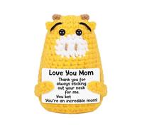 Genérico Positive Crochet Animals - Handmade Giraffe Figurines | Cute Funny Amigurumi Toys | Birthday Teacher Coworker Friend Decor | Home Office Party Decoration Collectible