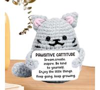 Generico Positive Crochet Cat, Inspirational Motivational Crochet, 3.03x2.6x1.57 inches Adorable Positive Animals, Decorative Desktop Figurines for Home, Living Room, Bedroom, Kitchen