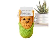 Genérico Positive Crochet, Corn Plush Desk Ornament, Handmade Motivational Plush Toy, Soft Yarn Decor, Cute Stress Relief Gift Set, for Women Men Students Teachers Office Home