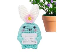 Genérico Positive Crochet, Cute Crochet Animal Dolls, Wool Motivational Knitted Bunny, for Halloween, Easter, Christmas, Mom, Friend, Home Decoration, 10x5.5cm