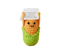 Genérico Positive Crochet Decor, Corn Shape Plush, Desk Support Doll with Message Card, Handmade Yarn Ornament, Gift Display with Cute Design, Desk Decor for Teachers and Students