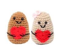 Genérico Positive Crochet,Decoración del Hogar De Patata Suave con Corazón | 2 Peluches con Mensajes Positivos - para Adultos Niños Profesores Oficina Hogar Fiesta Cumpleaños Vacaciones
