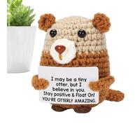 Genérico Positive Crochet, Inspirational Animal Decor, 2.76in Handmade Knitted Doll, Uplifting Message Card, Soft Yarn Craft for Home, Office Desk, Cheer Up Gift, Motivational Table
