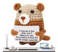 Genérico Positive Crochet - Inspirational Otters Poitive Animals with Posive Card,Handmade Table Ornament, Uplifting Cheer Up Knitted Doll For Birthday, Easter, Christmas, Graduation