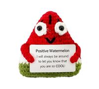 Genérico Positive Crochet Watermelon Doll - Handmade Knitted Fruit Toys For Kids, Home Table Ornaments | Wool Fruit Doll with Inspirational Cards For Dorm, Desk, Kitchen Shelf, Cute Kn