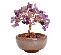 Genérico Positive Energy Crystal Tree, Handmade Stone Money Tree Bonsai with Ceramic Base, Unique Wire Wrapped Wealth Abundant Crystal Trees Sculpture (Style21, 6 * 6 * 10 cm/2.3 * 2.3 * 3.9 in)