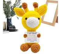 Genérico Positive Giraffe Crochet Doll, Motivational Plush Figurine, Inspirational Handmade Toy Decor, Desk Ornament, Soft Giftable Design, 4.72x2.36x1.97 Inches, for Women Men Ladies