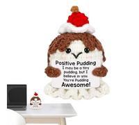 Genérico Positive Support Crochet Pudding Doll, Soft Plush Emotional Support Toy with Motivational Messages, Handmade Comfort for Birthday, Teacher, Friends, and Graduation Celebrations