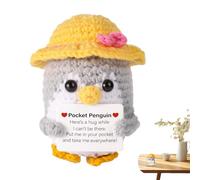 Genérico Positiver Pinguin Figur - Plüsch Häkelpuppe Schwarz 10cm, Inspirierende Dekoration | Handgemacht Stil mit Motivationskarte for Schreibtisch Bücherregal Kinderzimmer Stimmung Freude