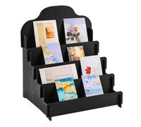 Genérico Postcard Display - 4 Tier Wooden Retail Counter Holder for Photos Sticker Sticker Craft Collection Stationery | Slanted Shelf Organizer with Natural Finish, Easy Access, Compact Footprint