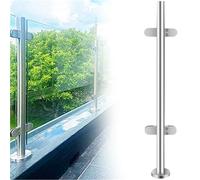 Genérico Poste de barandilla de Acero Inoxidable 304 para balaustrada de Vidrio - Columna de Esquina con Ranuras y Base, 70 cm de Altura, Disponible en Oro, Plata y Negro para terrazas, Balcones y es