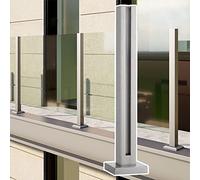 Genérico Poste de barandilla de Vidrio y Acero Inoxidable para Piscina, Patio, jardín, balcón de Villa - Poste Final Plateado de 115 cm de Altura - Sistema de barandilla de Vidrio Duradero, solución