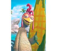 Genérico Póster decorativo en alumino Cuadro Decorativo de Pepe el Pollo, Arte Digital en Lienzo, Diseño Hawaiano con Palmeras, Estilo Caribeño, Decoración de Pared