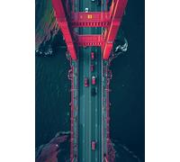 Genérico Póster decorativo en alumino Golden Gate San Francisco Cuadro Póster HD Fotografía Aérea de Puente Rojo, Impresión de Arte Moderno, Vista Vertical de Arquitectura Urbana