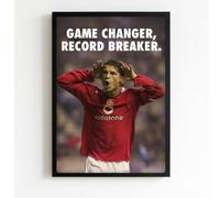 Generico Póster Fútbol CR7 'Game Changer, Record Breaker' con marco | Marco negro para pared, diseño de fútbol