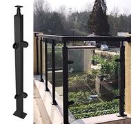 Genérico Postes de barandilla de Vidrio - Poste de barandilla de Vidrio Negro para escaleras y terrazas - Conector Cuadrado de Acero Inoxidable de 85 cm, balaustrada Res