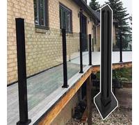 Genérico Postes de barandilla de Vidrio - Sistema Moderno de Postes de barandilla de Vidrio Negro Cuadrados - Abrazadera de balaustre Duradera para escaleras y terrazas