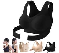 Genérico Posture Corrector Bra for Women Adjustable Back Support Front Closure Bras, Seamless Breathable Shaping Underwear (Black,S)