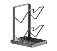 Generico Pot Lid Organizer - Estante de 2 niveles | Pan Lid Holder With Drip Tray For Cutting Boards, Espátula, Ladle, Spoon, Ideal for Kitchen Countertop, Cabinet, Drawer, or Pantry Organization