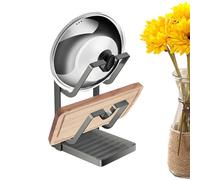 Genérico Pot Lid Organizer For Cabinet - Efficient Spatula Stand With Spoon Rest - Hygiene-Focused Steel Pan Lid Holder With Removable Drip Tray,Strong For Spatula Ladle Spoon Kitchen Countertop