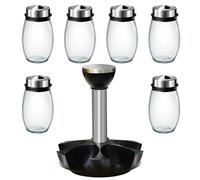 Genérico Pots À Épices Et Support | Porte-Bouteilles Inoxydable Pour Cuisine | Organisateur À Condiments Rotatif - 5,9 * 6,6 Pouces Restaurant, Salle Manger Et Table