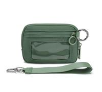 Genérico Pouch Wristlet,Zip Card Case with ID Window,Women's Waterproof Nylon Keychain Wallet, for Travel Credit Card Holder (Green)